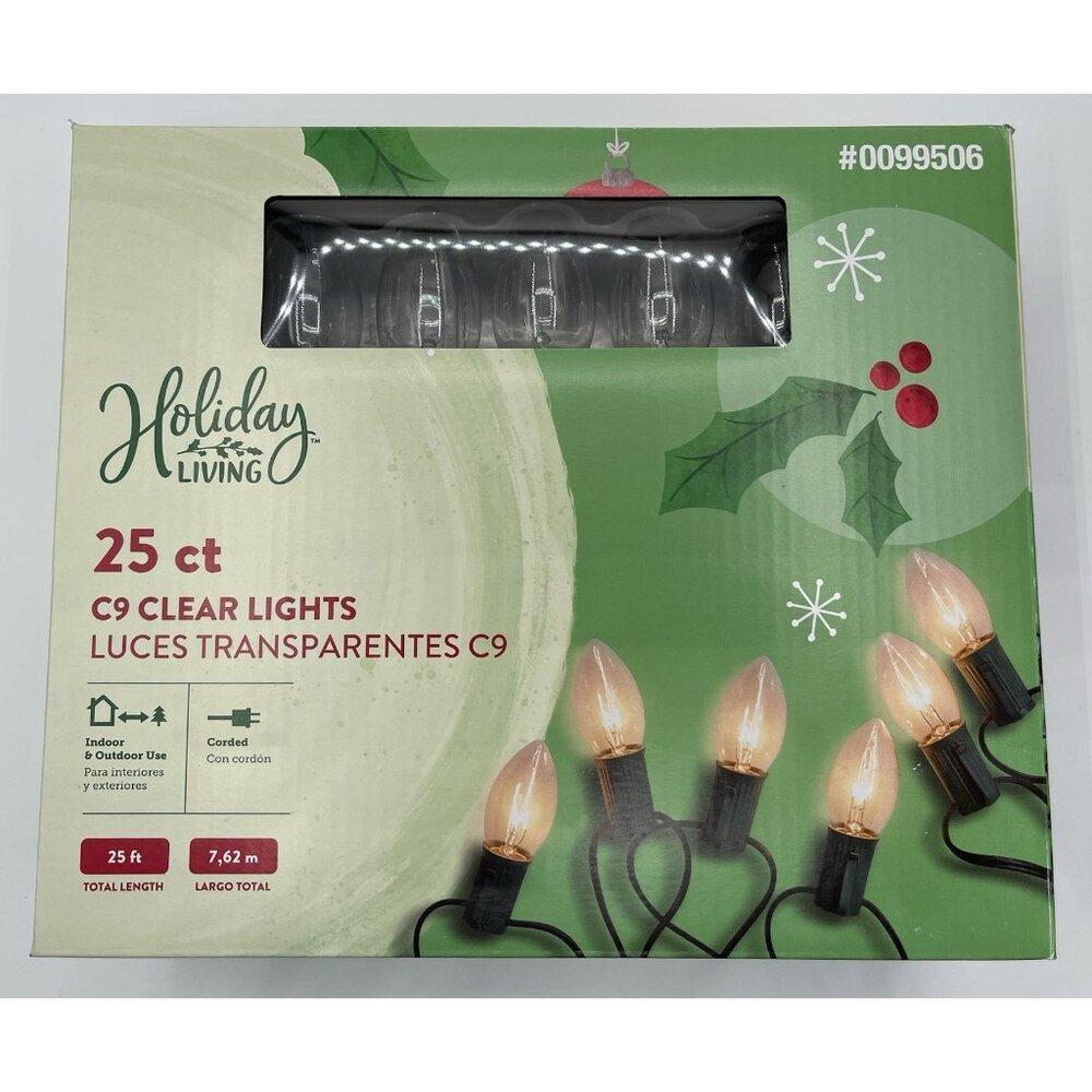 Holiday Living 25ct Clear C9 String Lights Christmas 24 ft Wedding Birthday